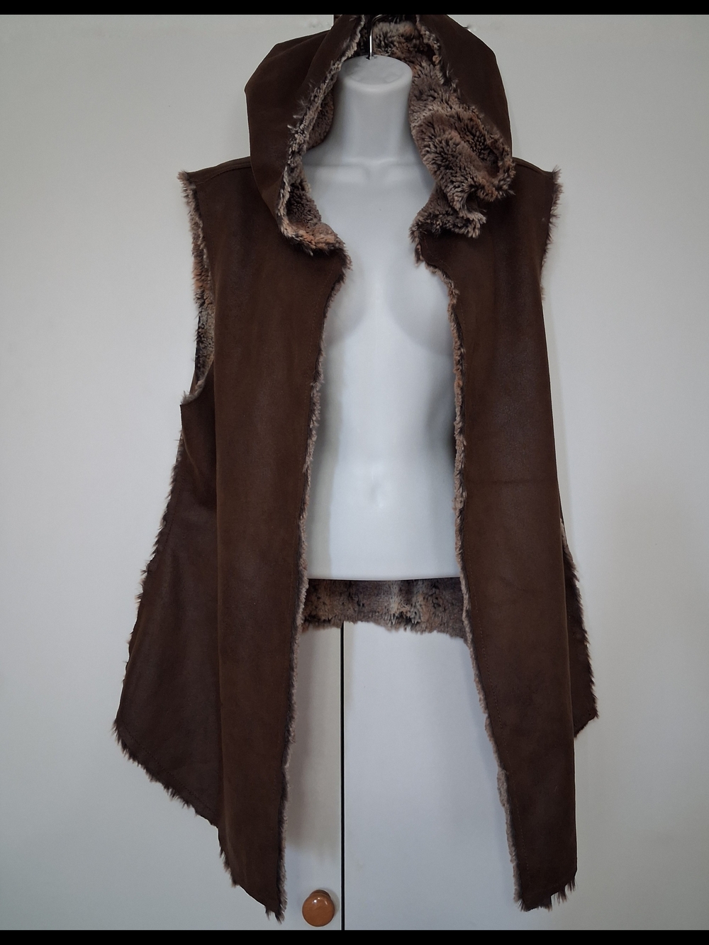 DYLAN Brown Faux Shearling Hooded Vest
